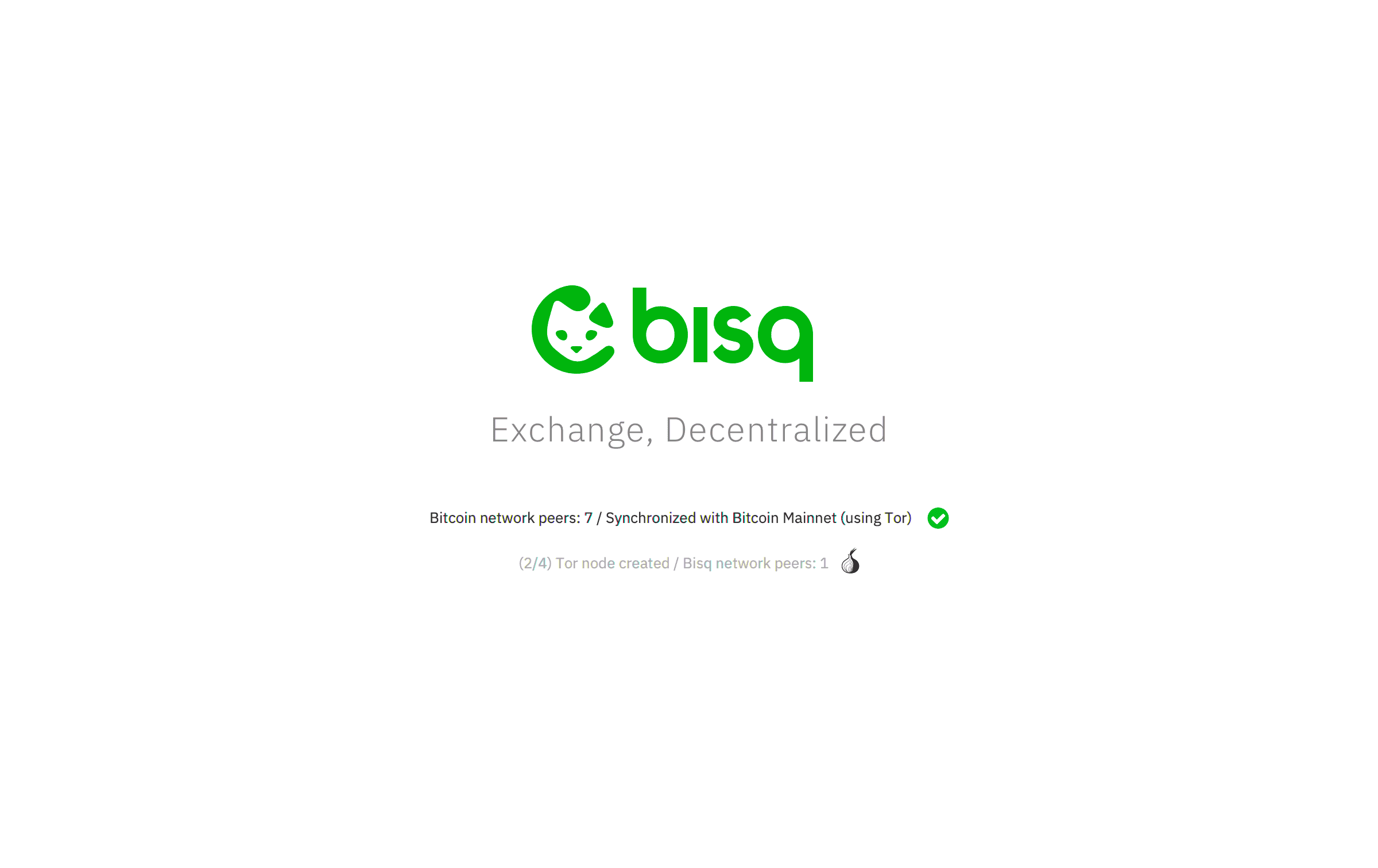 分散型アプリBisqの起動および同期画面